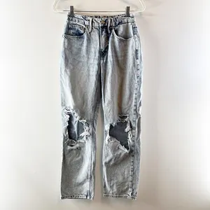 Good American Good Heritage Mid Rise Straight Leg Distressed Jeans Blue 00 thumbnail 2