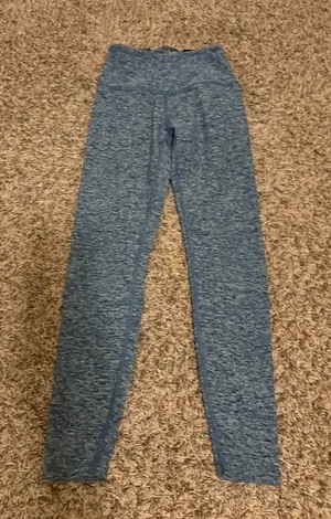 Beyond Yoga Leggings Size XS Xtra Small Marled Blue Lattice Back Polyester Blend thumbnail 1
