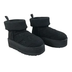 UGG Classic Mini Platform Felted Sheepskin Boots Sz 7 Black Cozy Y2K City Girl thumbnail 5