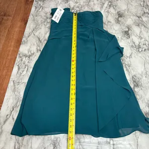 Azazie Madalynn Bridesmaid Dress one shoulder Peacock NWT Size A4 ruffle detail thumbnail 6