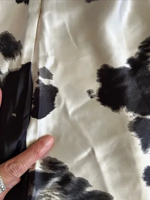 Renee c. USA champagne, black satin western cow print mini skirt L thumbnail 9