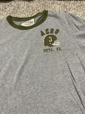 Aeropostale Gray and Green Raglan Logo Tee thumbnail 3