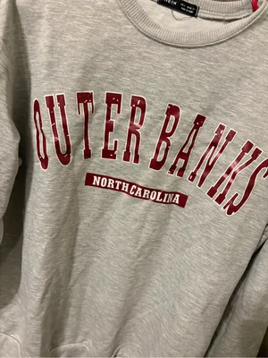 SHEIN Light Gray 'Outer Banks' Crewneck Sweatshirt - Red Lettering thumbnail 2