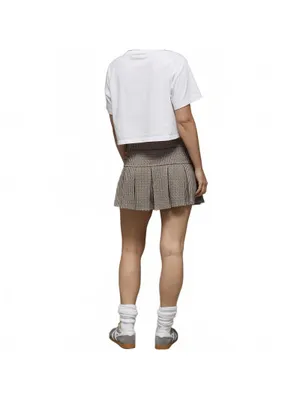 AE It Knit Low-Rise Pleated Plaid Skort American Eagle NWT Grey Large thumbnail 4