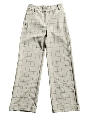 Mango MNG‎ Casual Tan Windowpane Check Wide Leg Trousers High Rise Cuffed Size 4 thumbnail 1