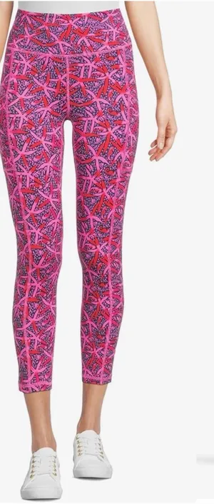 Lilly Pulitzer Luxletic Weekender High Rise Leggings Passion Fruit Pink Star thumbnail 1