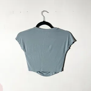 OGL Crop Top Women's Small Blue Ruched Soft Minimalist Chic thumbnail 2