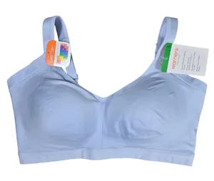 Warners Easy Does It Seamless Stretch Wireless Bra Light Blue RM3911A Large NWT thumbnail 1