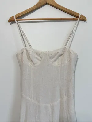 PEPPERMAYO Angelina Linen Maxi Dress Size XS / 2 Cream Oatmeal Summer Beach boho thumbnail 5