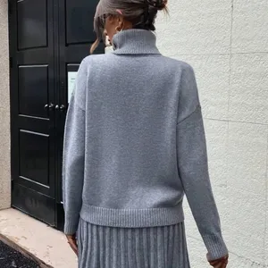 Elegant Gray Turtleneck Sweater Dress thumbnail 3