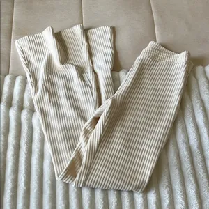 Aerie Cream Ribbed Corduroy Women's Pants thumbnail 5