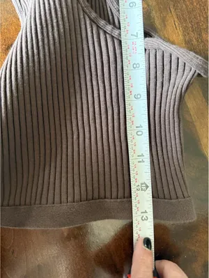 Zara Brown Ribbed Cutout Midi Dress Size Small thumbnail 8