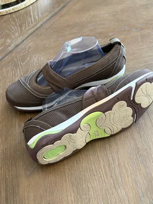Ryka Brown Slip-On Sneakers with Lime Accents thumbnail 2