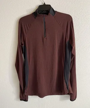 REI Co-Op Lightweight 1/4 Zip Base Layer Top Large Burgundy Long Sleeve thumbnail 1