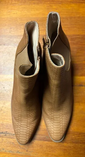 The Limited Tan Snake-Embossed Ankle Booties thumbnail 1