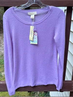 Peck & Peck Women L/S Pullover 2 Ply 100% Cashmere Lilac Sweater,Minimalist|Sz:S thumbnail 16