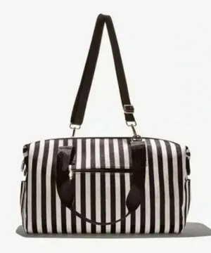 Alice & Olivia By Stacey‎ Bendet Black & White Striped Duffel Bag NWT thumbnail 1