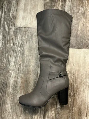 Journee Collection Tall Gray Knee-High Block Heel Boot Size 9 thumbnail 9