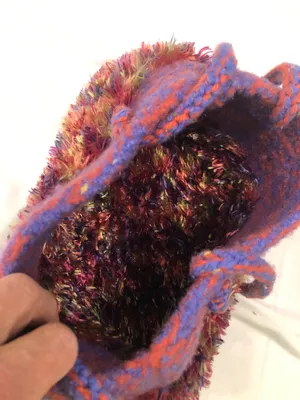 Very Cool Fuzzy Yarn Disco “Groovy” Bag Shoulder Purse thumbnail 7