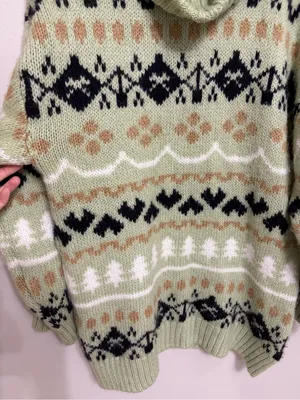 Anthropologie Fair Isle Mint Green Turtleneck Tunic Chunky Sweater - Size M thumbnail 7