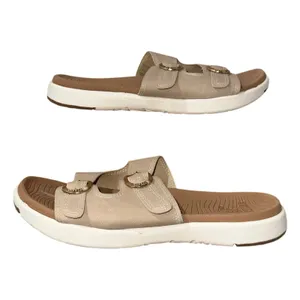 COFACE‎ Slide Sandals Womens 8.5 Beige Comfort Double Strap Buckle thumbnail 2