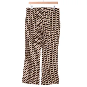Maeve Pants Womens Medium Flare Geometric Lattice Black Tan Stretch Excellent thumbnail 5