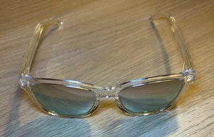 Transparent Frame Sunglasses with Green Lenses thumbnail 1