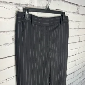 Ann Taylor Y2K Black Wide Leg Pinstripe Retro Pants Baggy SZ 4 High Rise Casual thumbnail 3