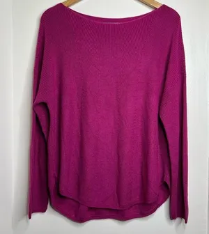 Chelsea & Theodore Cashmere Blend Sweater Fuchsia Sweater Women’s Size XL Soft thumbnail 1