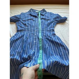 NWOT Evereve Striped Delaney Mini Shirt Dress Medium Blue/White thumbnail 8