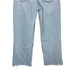 ZARA Vintage Relaxed Style High Rise Wide Leg Raw Hem Casual Cotton Jean 4 Blue thumbnail 9