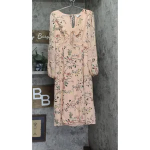 NWT Tinsel Juniors V-Neck Scallop Lace-Trim Floral print Midi Dress Pink Multi M thumbnail 5