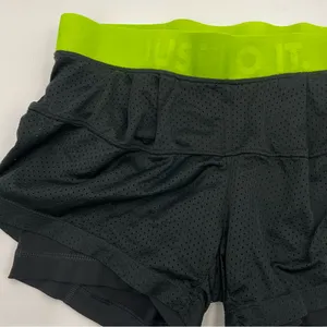 Nike Shorts Running Layers Black Neon Band Women Size‎ Small Fitted Mesh Stretch thumbnail 6