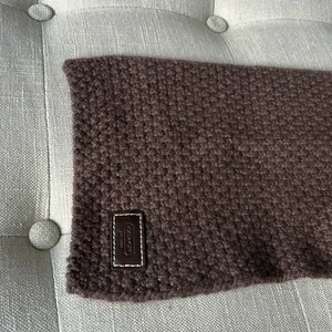 Coach Wool Blend Knit Brown Scarf One Size thumbnail 5