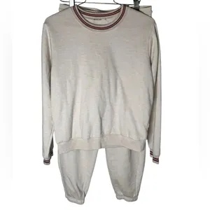 Marine Layer Anytime Crew Neck Ringer Sweatshirt and Classic Jogger set Oatmeal thumbnail 2