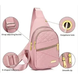 Contemporary Multiple‎ Compartment Sling Bag Handbag Crossbody Black Audio Port thumbnail 4