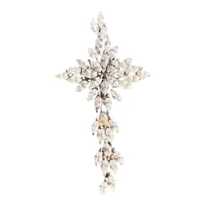Silver And Rhinestone Cross Necklace Pendent thumbnail 2