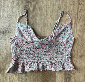 Dress Forum Floral Tie Front Crop Top M Cottagecore Peplum Tank Y2K thumbnail 2