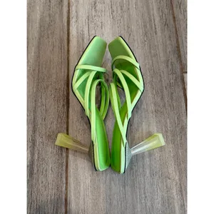 Charles & Keith Mules Women 37 Green Strappy Transparent Heel Trendy Chic Sandal thumbnail 8