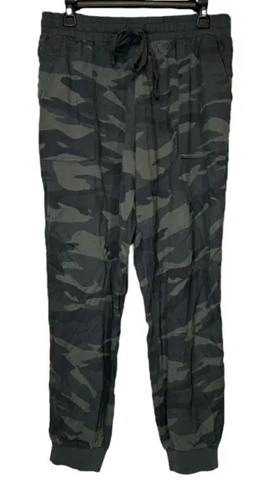 Splendid Green Camo Print High Rise Sweatpants Jogger‎ Size L thumbnail 1