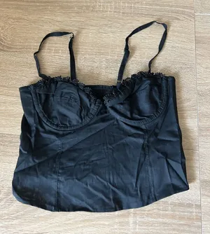 Peixoto Black Lace-Trim Bustier Crop Top thumbnail 1