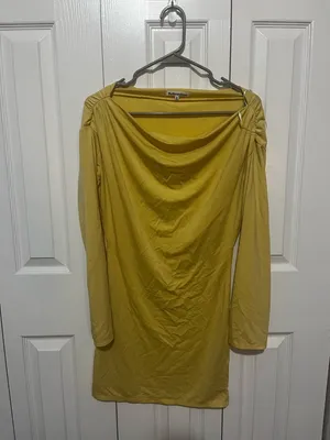 Reformation Eveline Off the Shoulder Dress Yellow Extra Small thumbnail 5