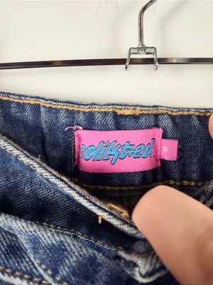 New EDIKTED Funky Stitch Low Rise Jeans dark denim size medium thumbnail 4