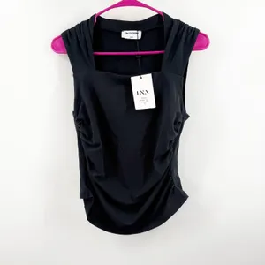LNA Amani Tank Top SZ Medium NWT Midnight Sky Ruched Sleeveless Square Neck thumbnail 2