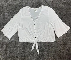 Urban Romantics 3/4 Sleeve V-Neck Tie Blouse Women's Large thumbnail 1