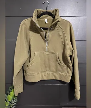 OLIVE GREEN 1/4 Zip Pullover Sweatshirt Women’s Sz M EUC Size M thumbnail 3
