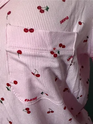 SKIMS Pink Cherry-Print Button-Down Pajama Top thumbnail 2