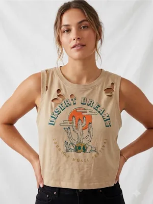 Recycle Threads Desert Dreams Country Music Festival Crop Tank L. NWOT(A724) thumbnail 1