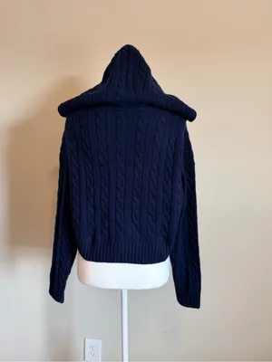 Aritzia Sunday Best Octava Cable Knit relaxed fit wool full zip hoodie small NWT thumbnail 9