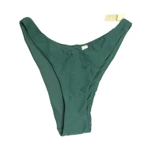 Aerie Bikini Bottom Cheeky High Cut High Rise Textured Wavy Green M thumbnail 1